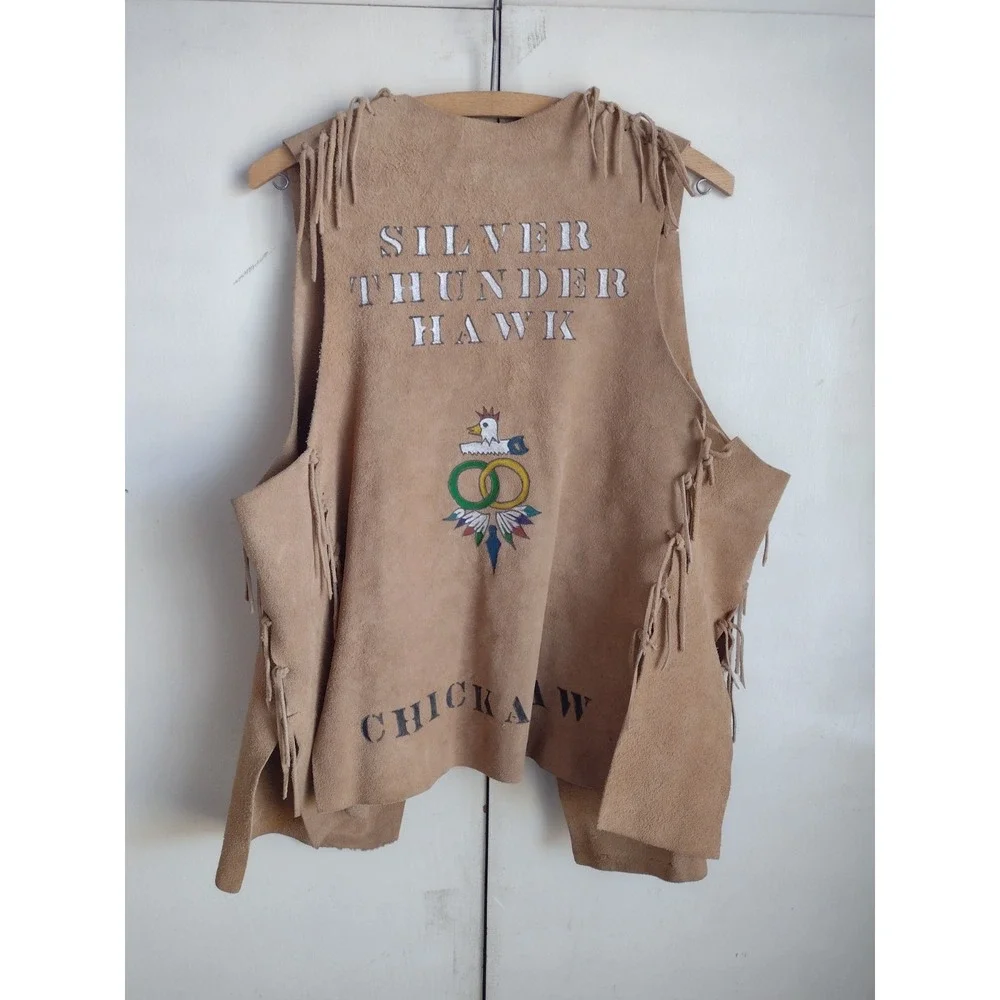Vtg 60s 70s YMCA Indian Guides Suede Fringe Vest Pair Apollo 17 NASA Lakewood